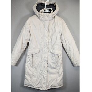 L.L. Bean Women's Down Parka Coat XS Beige‎ Hooded Winter Outerwear Jacket